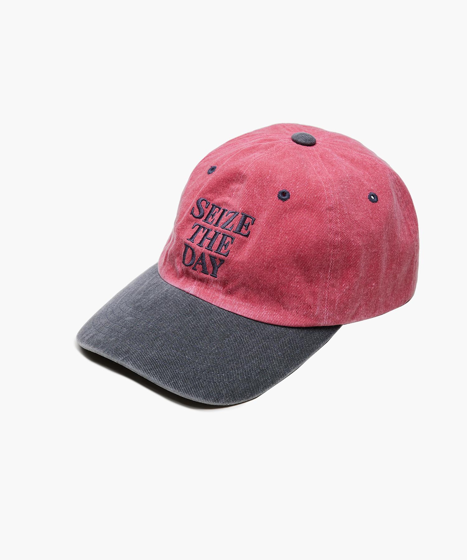 VINTAGE COTTON BALL CAP(SEIZE THE DAY)_PINK/CHARCOAL